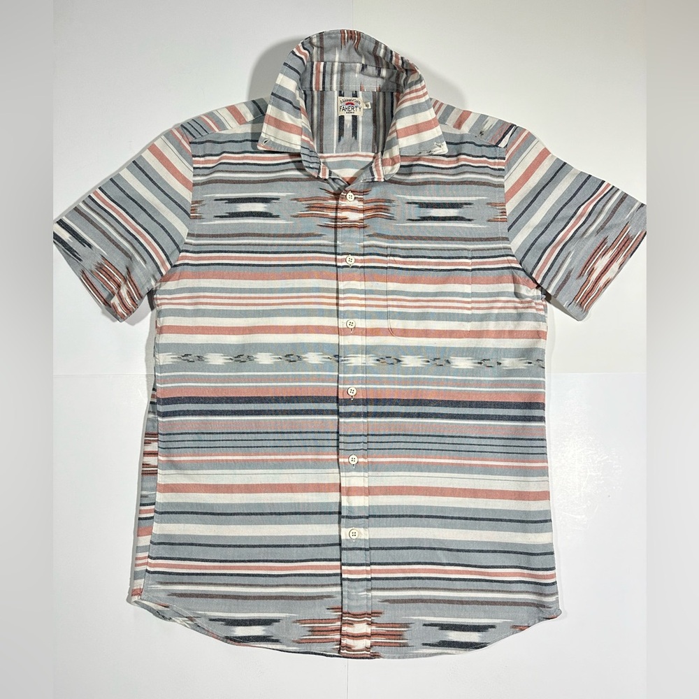 Men’s Faherty Short-sleeve Coast Shirt In Blue Rose Ikat, Size Medium